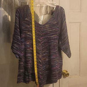 Faded Glory 2x knited or crochet purple 💜 yellows greens  top. Very cute, soft